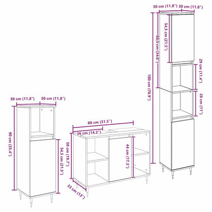 Set di mobili per il bagno con lo scaffale 3 pcs Legno vecchio | homemem39