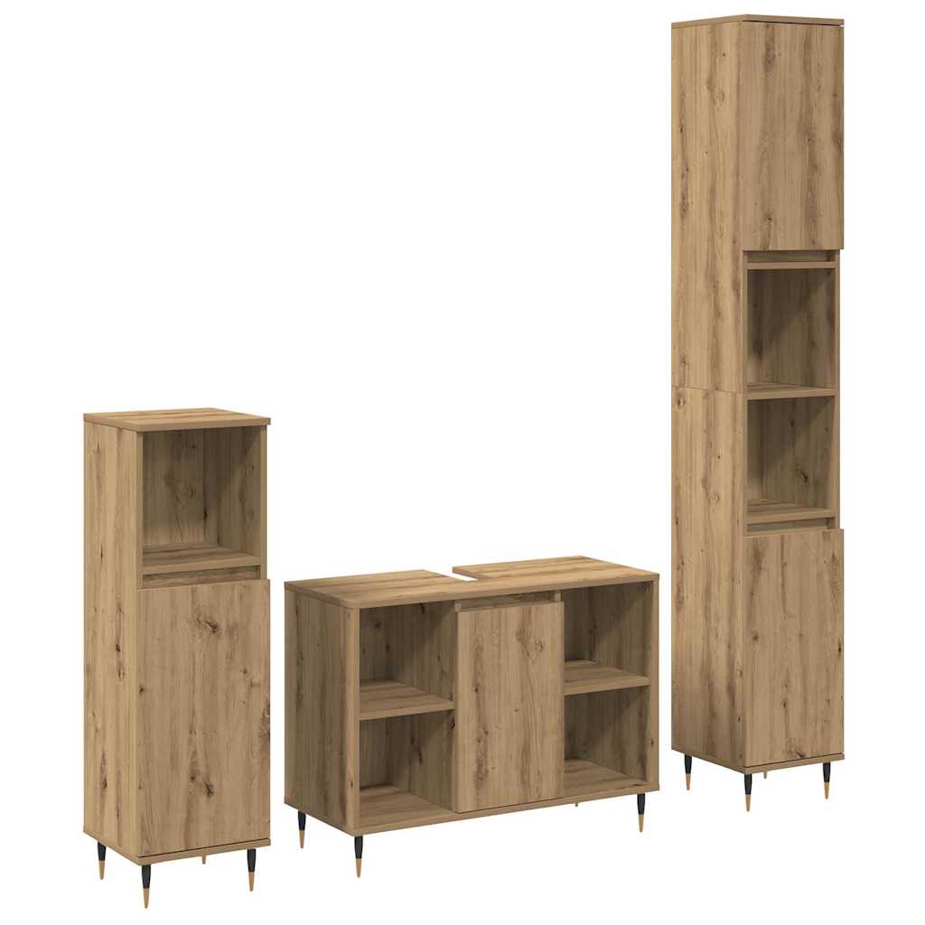 Set di mobili per il bagno con porta 3 pcs Rovere artigianale | homemem39
