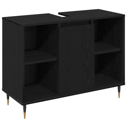 Set di mobili per il bagno 3 pcs Rovere Nero Legno multistrato | homemem39