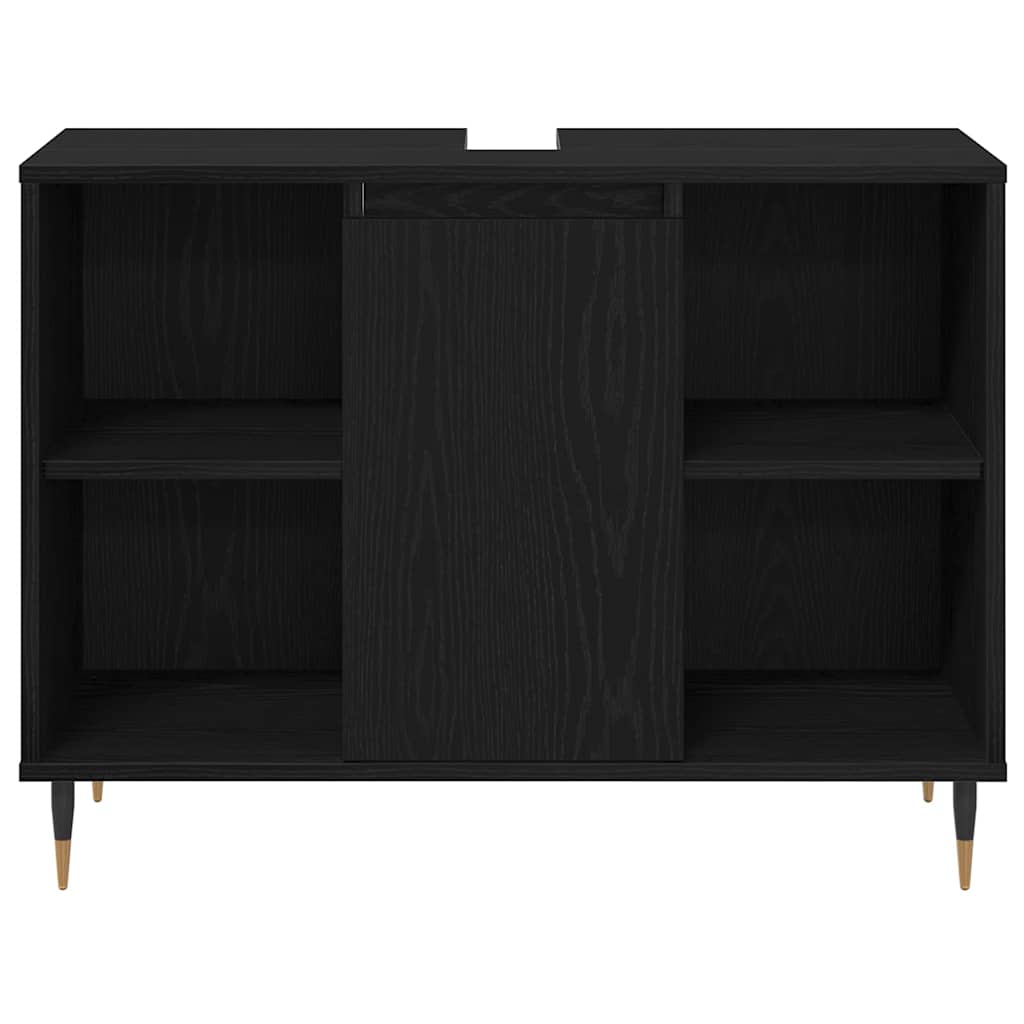 Set di mobili per il bagno 3 pcs Rovere Nero Legno multistrato | homemem39