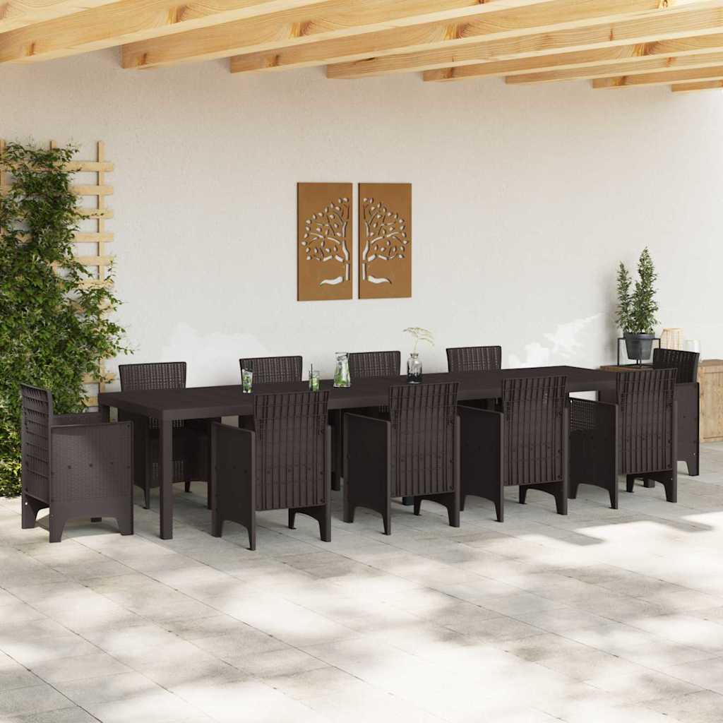 Tavolo da Giardino Marrone 350 x 100 x 73 cm polyrattan