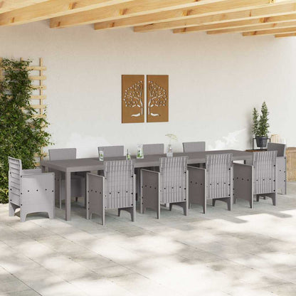 Tavolo da Giardino Grigio chiaro 350 x 100 x 73 cm polyrattan