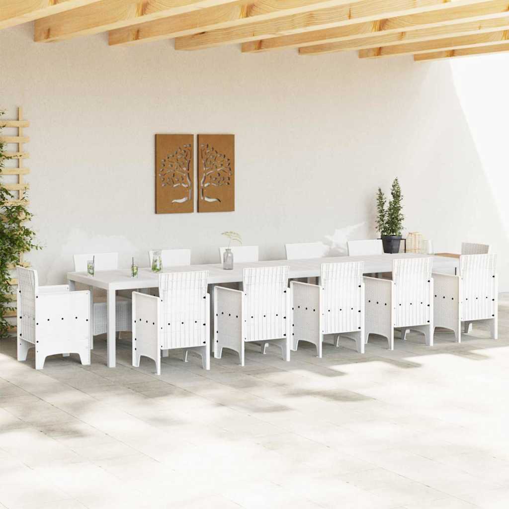 Tavolo da Giardino Bianco 400 x 100 x 73 cm polyrattan