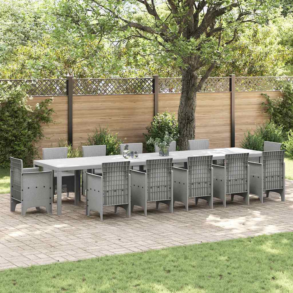 Tavolo da Giardino Grigio chiaro 400 x 100 x 73 cm polyrattan