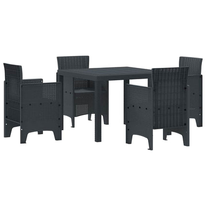 Set da Pranzo per Giardino 5 pcs Antracite Rattan Polt