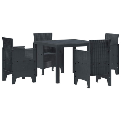 Set da Pranzo per Giardino 5 pcs Antracite Rattan Polt