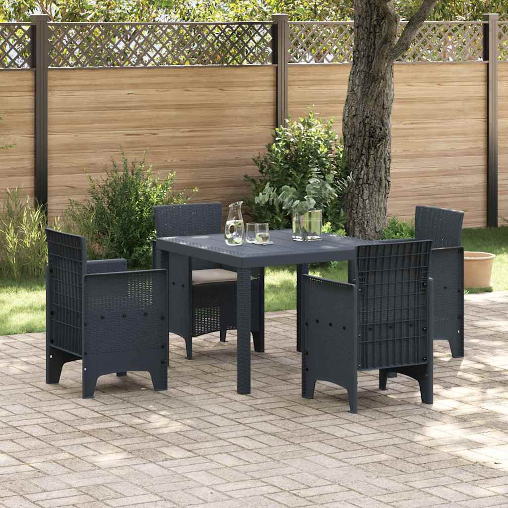 Set da Pranzo per Giardino 5 pcs Antracite Rattan Polt - homemem39