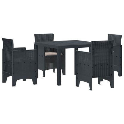 Set da Pranzo per Giardino 5 pcs Antracite Rattan Polt - homemem39
