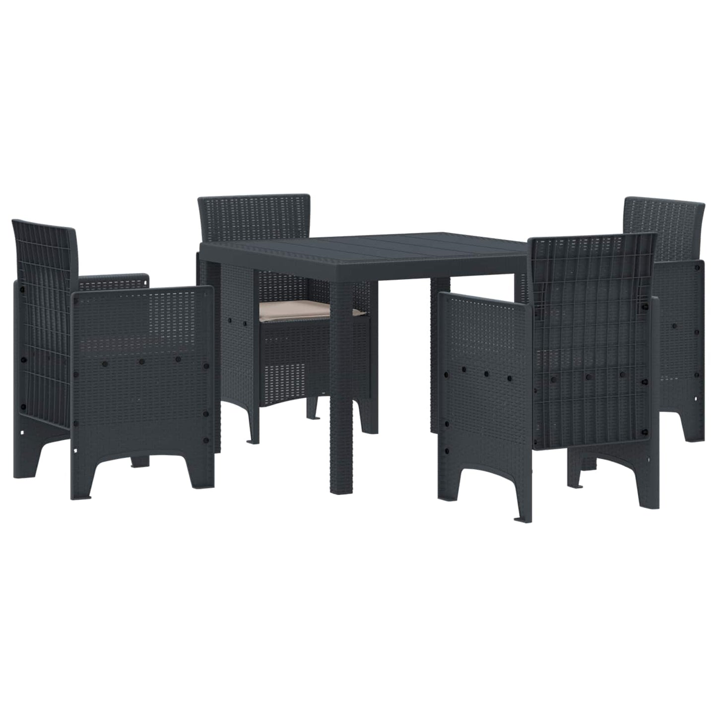 Set da Pranzo per Giardino 5 pcs Antracite Rattan Polt