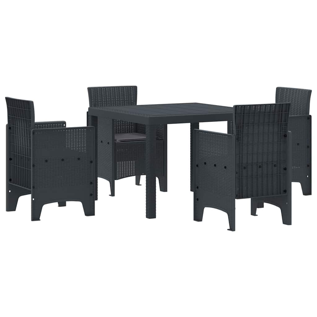 Set da Pranzo per Giardino 5 pcs Antracite Rattan Polt - homemem39