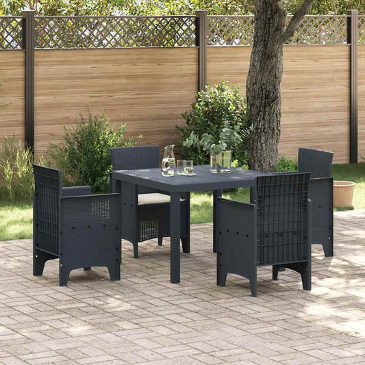 Set da Pranzo per Giardino 5 pcs Antracite Rattan Polt - homemem39