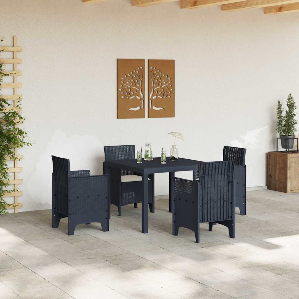 Set da Pranzo per Giardino 5 pcs Antracite Rattan Polt - homemem39