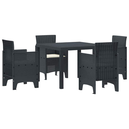 Set da Pranzo per Giardino 5 pcs Antracite Rattan Polt - homemem39
