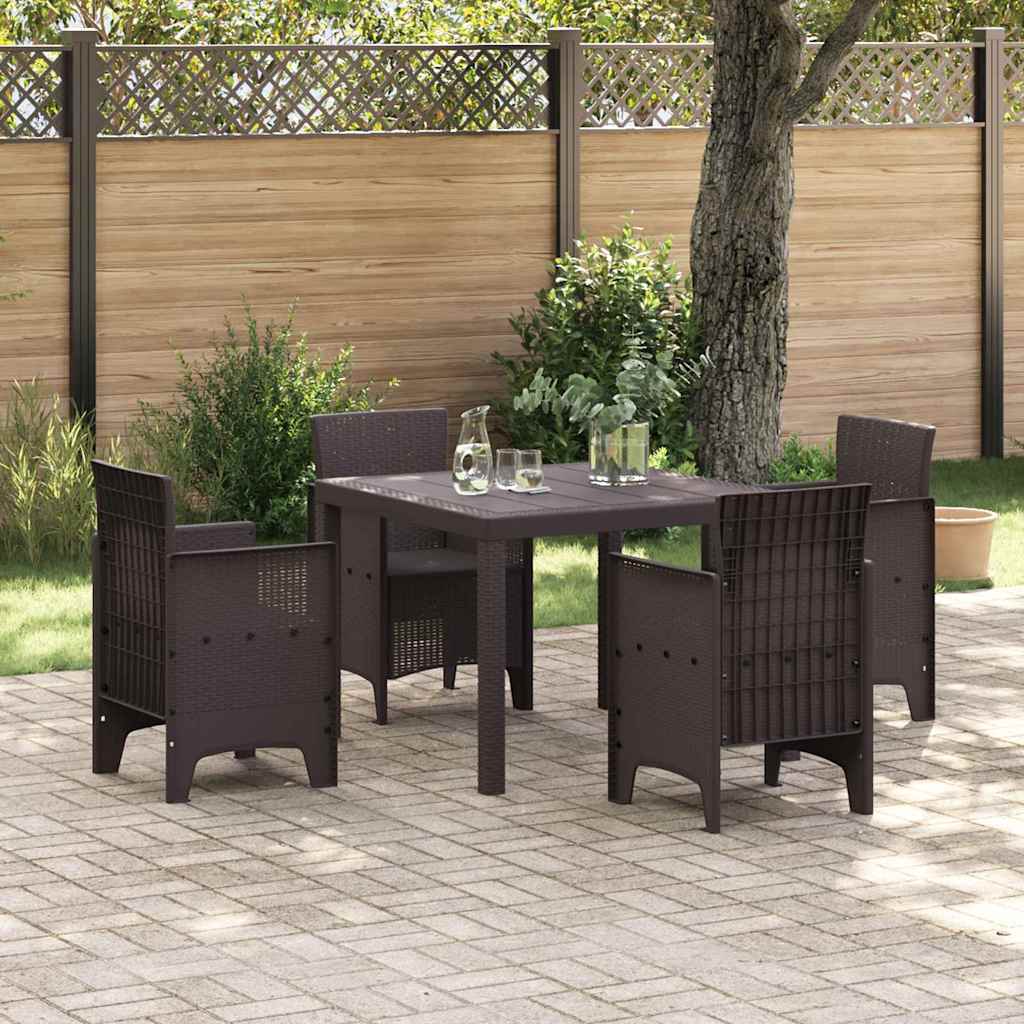 Set da Pranzo per Giardino 5 pcs Marrone Rattan Polt