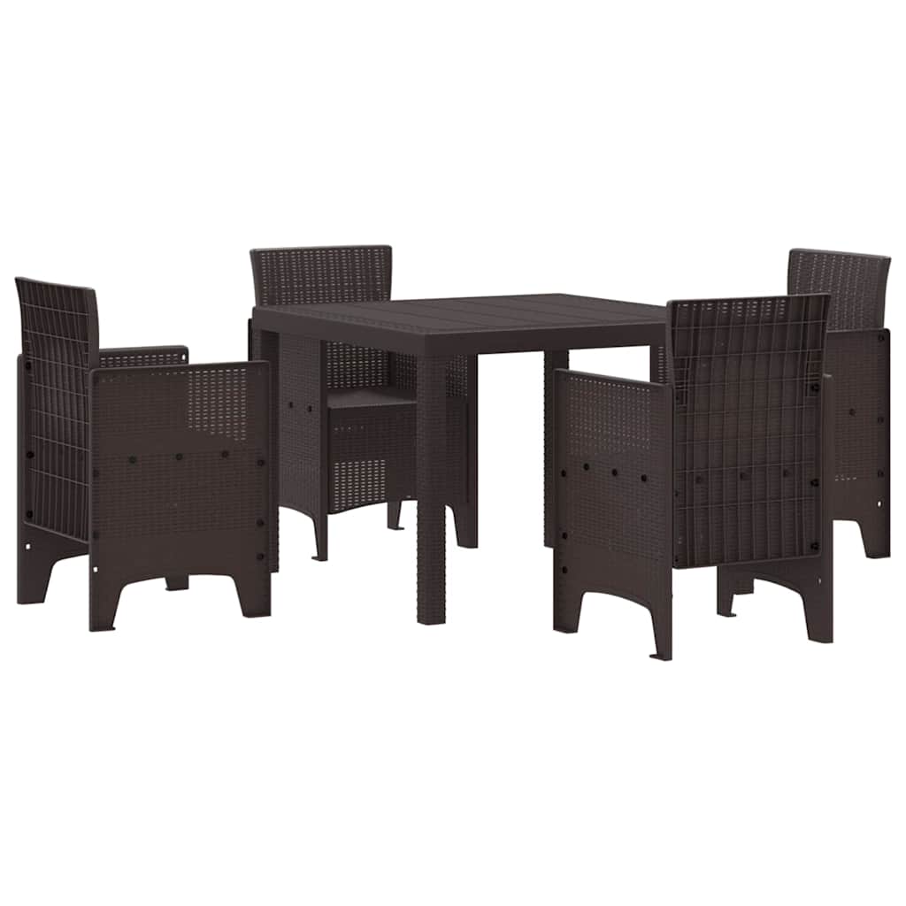 Set da Pranzo per Giardino 5 pcs Marrone Rattan Polt
