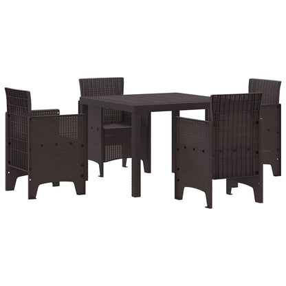 Set da Pranzo per Giardino 5 pcs Marrone Rattan Polt