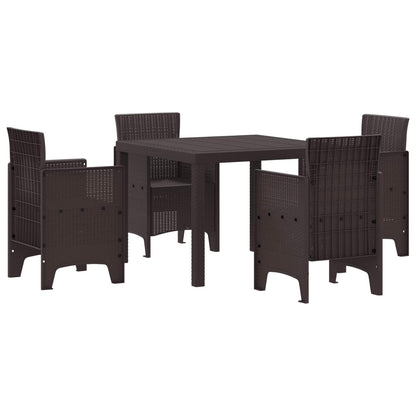 Set da Pranzo per Giardino 5 pcs Marrone Rattan Polt