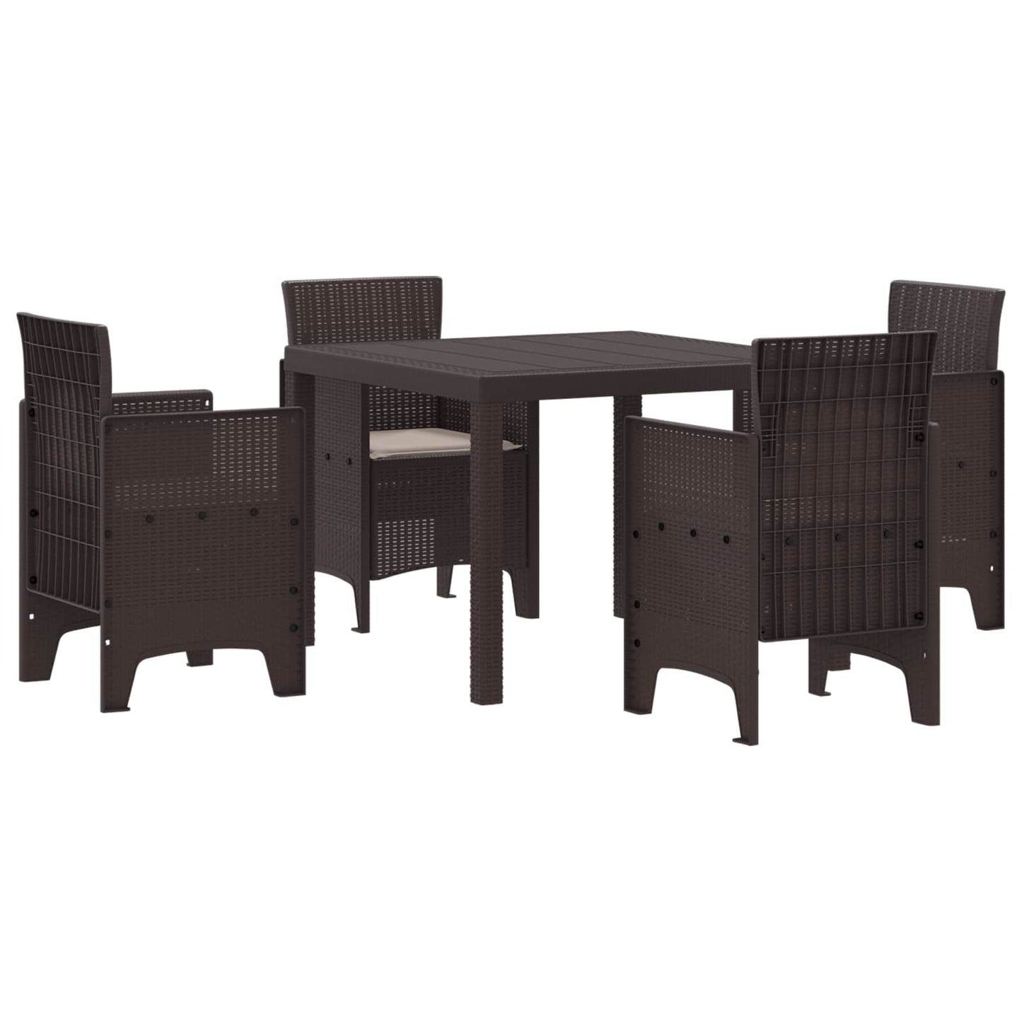 Set da Pranzo per Giardino 5 pcs Marrone Polipropilene | homemem39