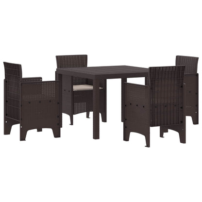 Set da Pranzo per Giardino 5 pcs Marrone Polipropilene | homemem39