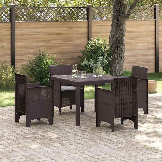 Set da Pranzo per Giardino 5 pcs Marrone Rattan Polt - homemem39