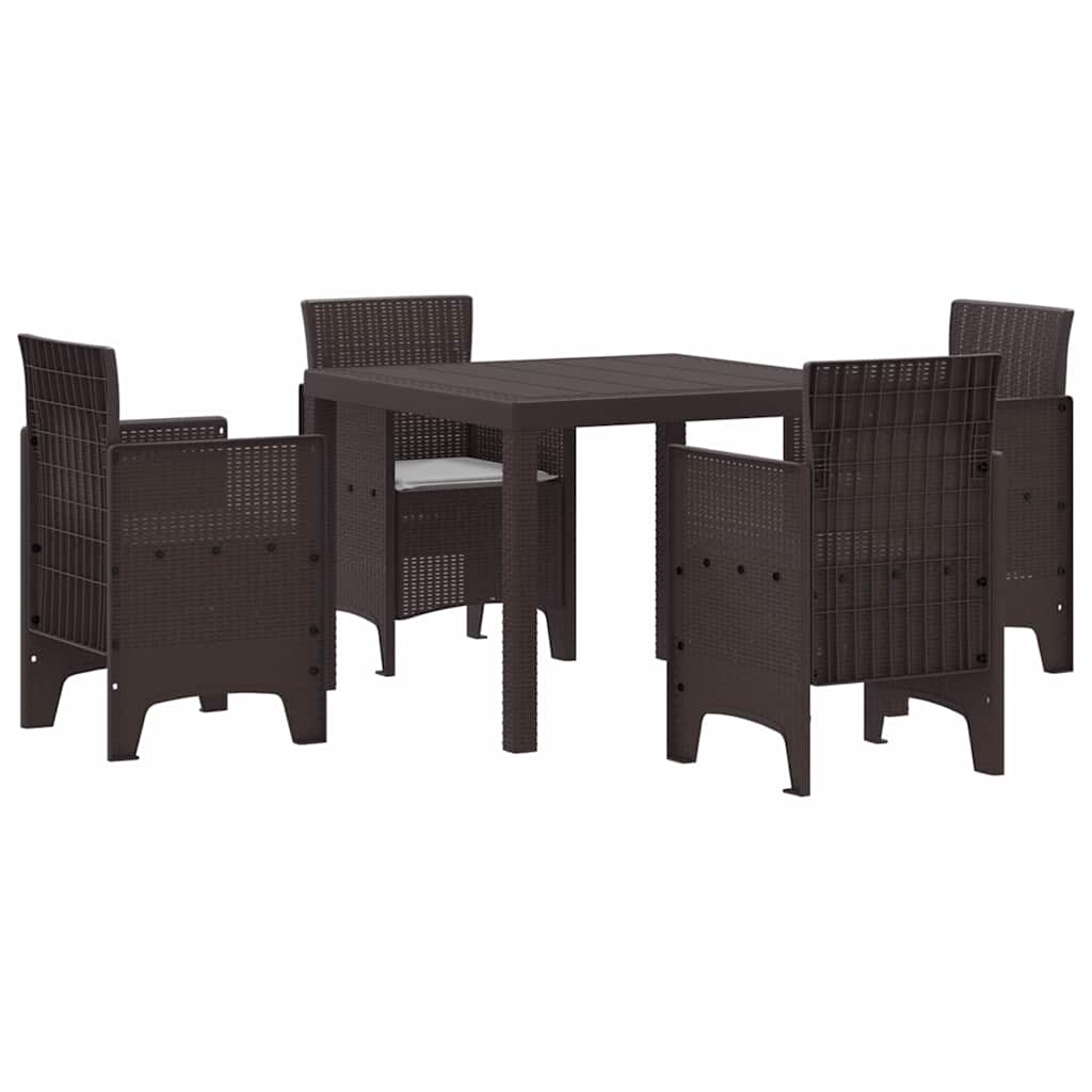 Set da Pranzo per Giardino 5 pcs Marrone Rattan Polt - homemem39