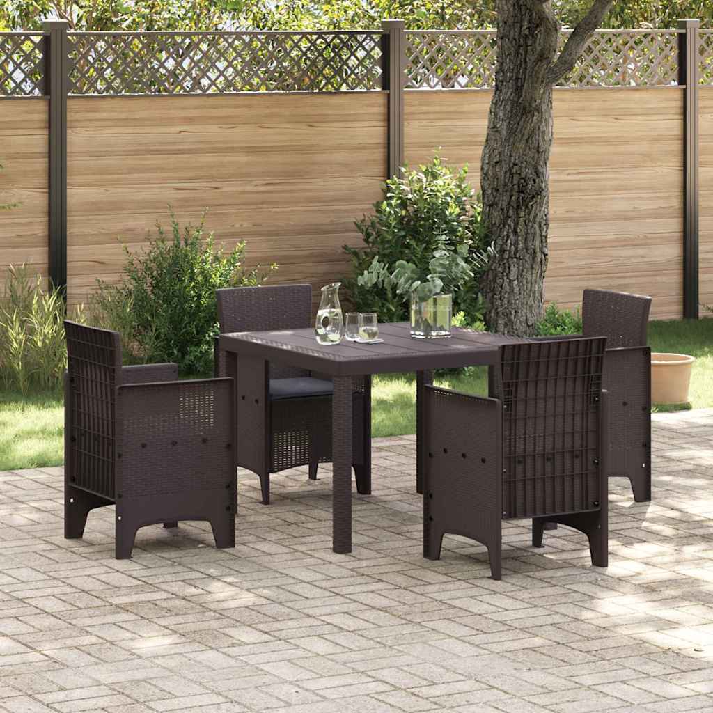 Set da Pranzo per Giardino 5 pcs Marrone Rattan Polt - homemem39