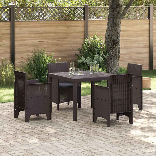 Set da Pranzo per Giardino 5 pcs Marrone Rattan Polt - homemem39