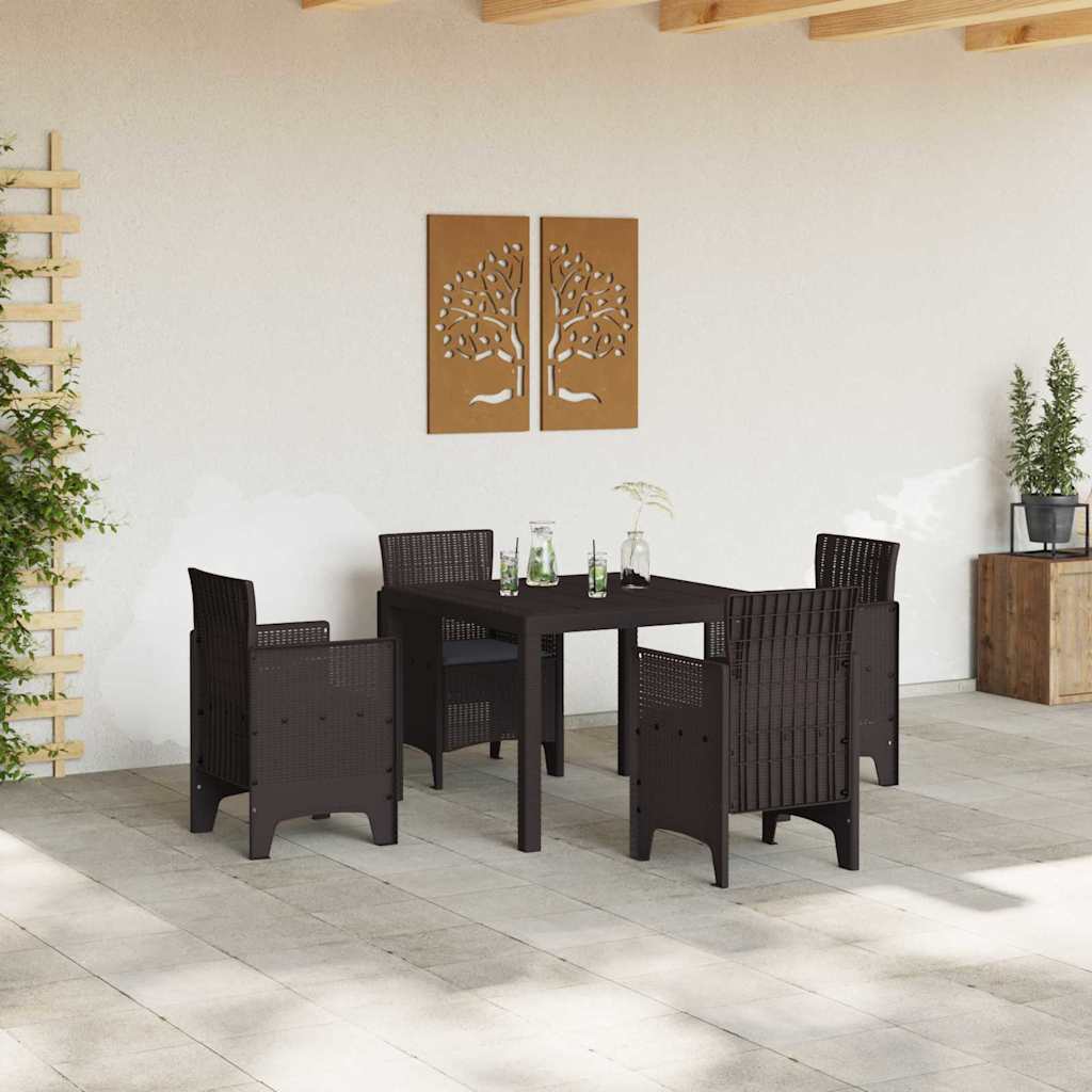 Set da Pranzo per Giardino 5 pcs Marrone Rattan Polt - homemem39