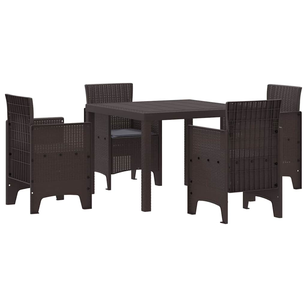 Set da Pranzo per Giardino 5 pcs Marrone Rattan Polt - homemem39