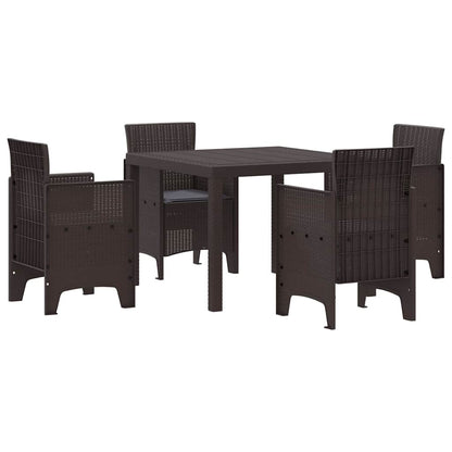 Set da Pranzo per Giardino 5 pcs Marrone Rattan Polt - homemem39