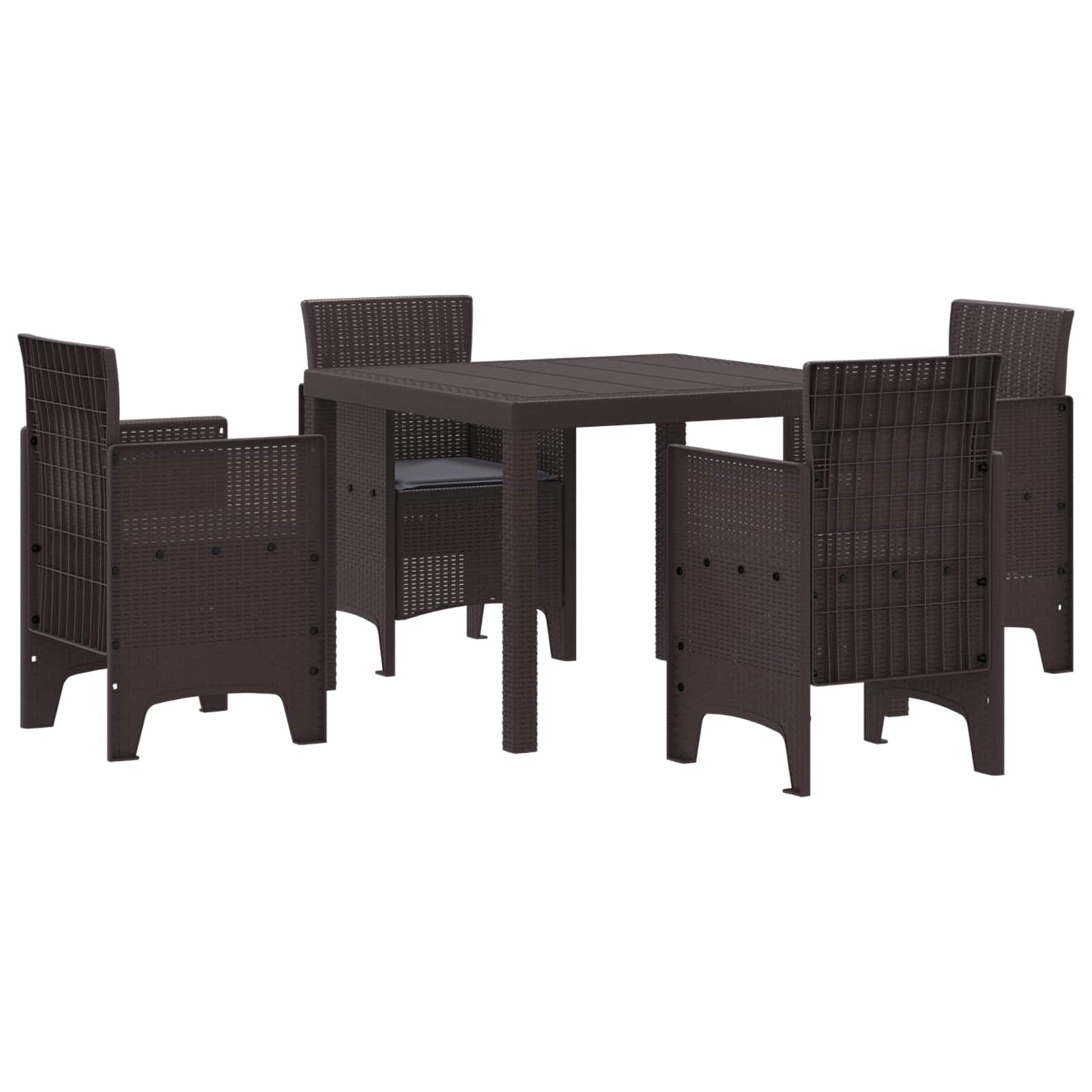 Set da Pranzo per Giardino 5 pcs Marrone Rattan Polt