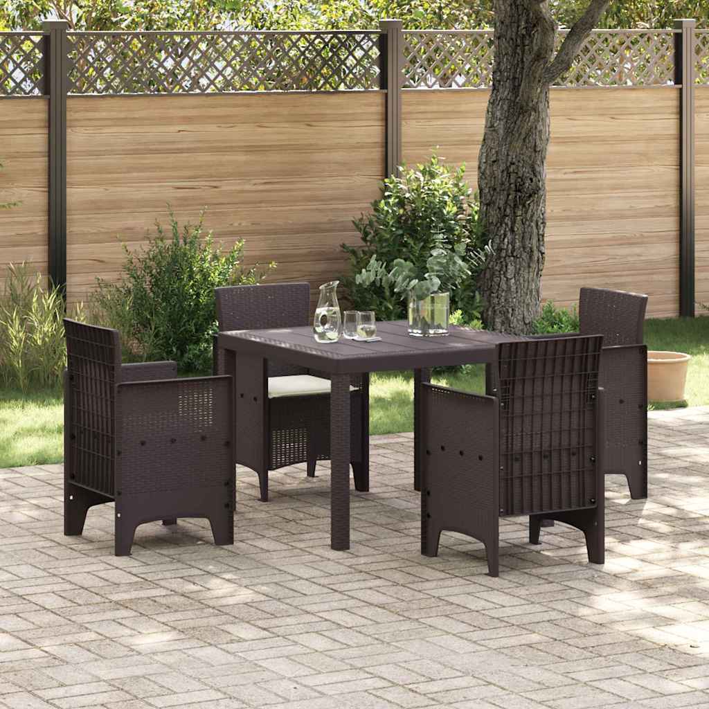 Set da Pranzo per Giardino 5 pcs Marrone Rattan Polt - homemem39
