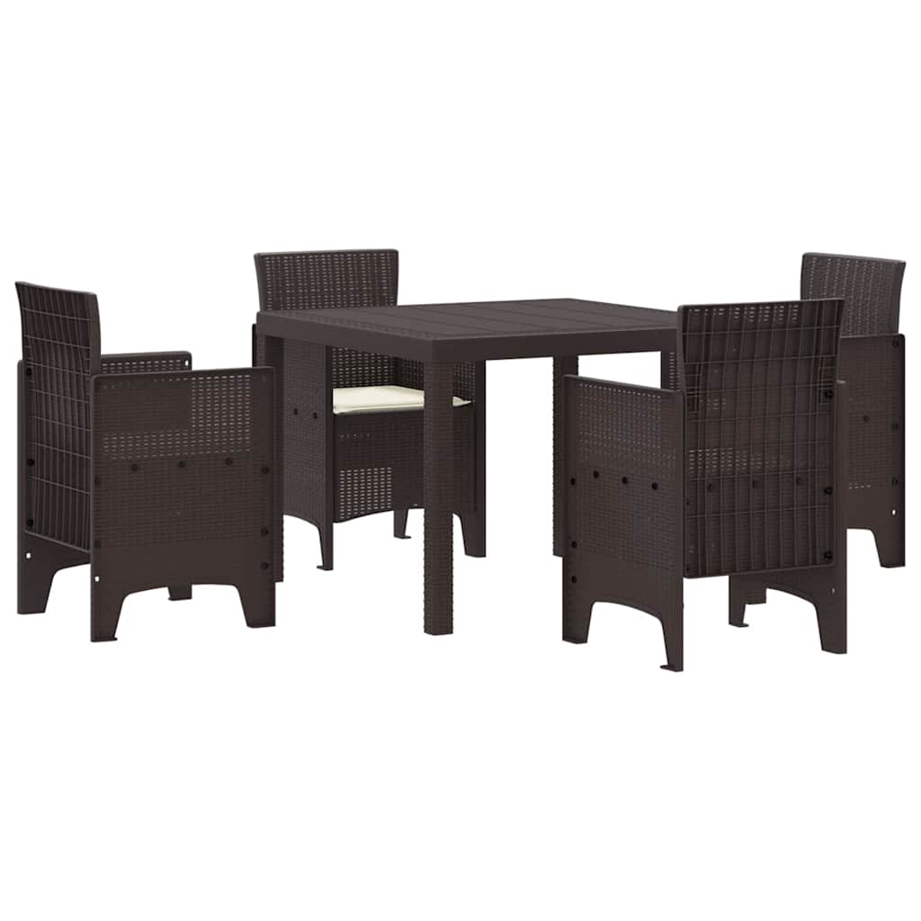 Set da Pranzo per Giardino 5 pcs Marrone Rattan Polt - homemem39