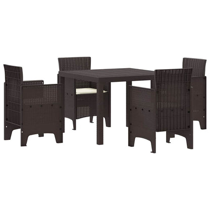 Set da Pranzo per Giardino 5 pcs Marrone Rattan Polt - homemem39