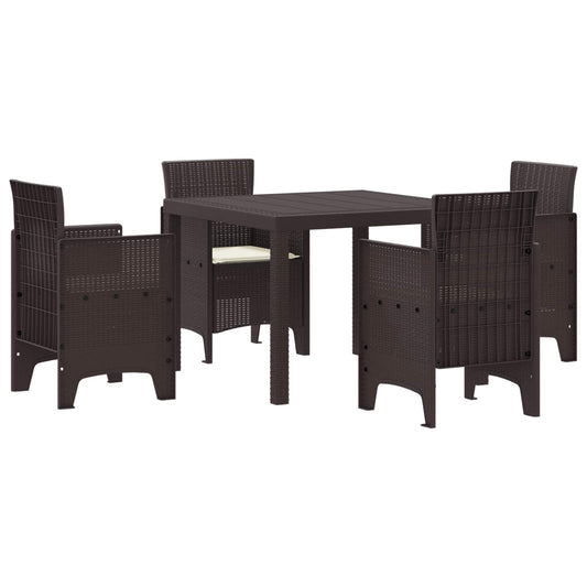 Set da Pranzo per Giardino 5 pcs Marrone Rattan Polt