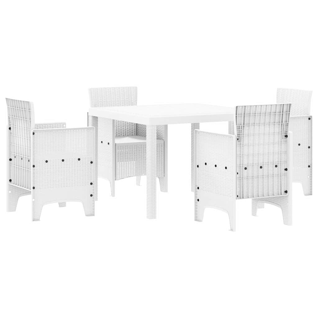 Set da Pranzo per Giardino 5 pcs Bianco Rattan Polt - homemem39