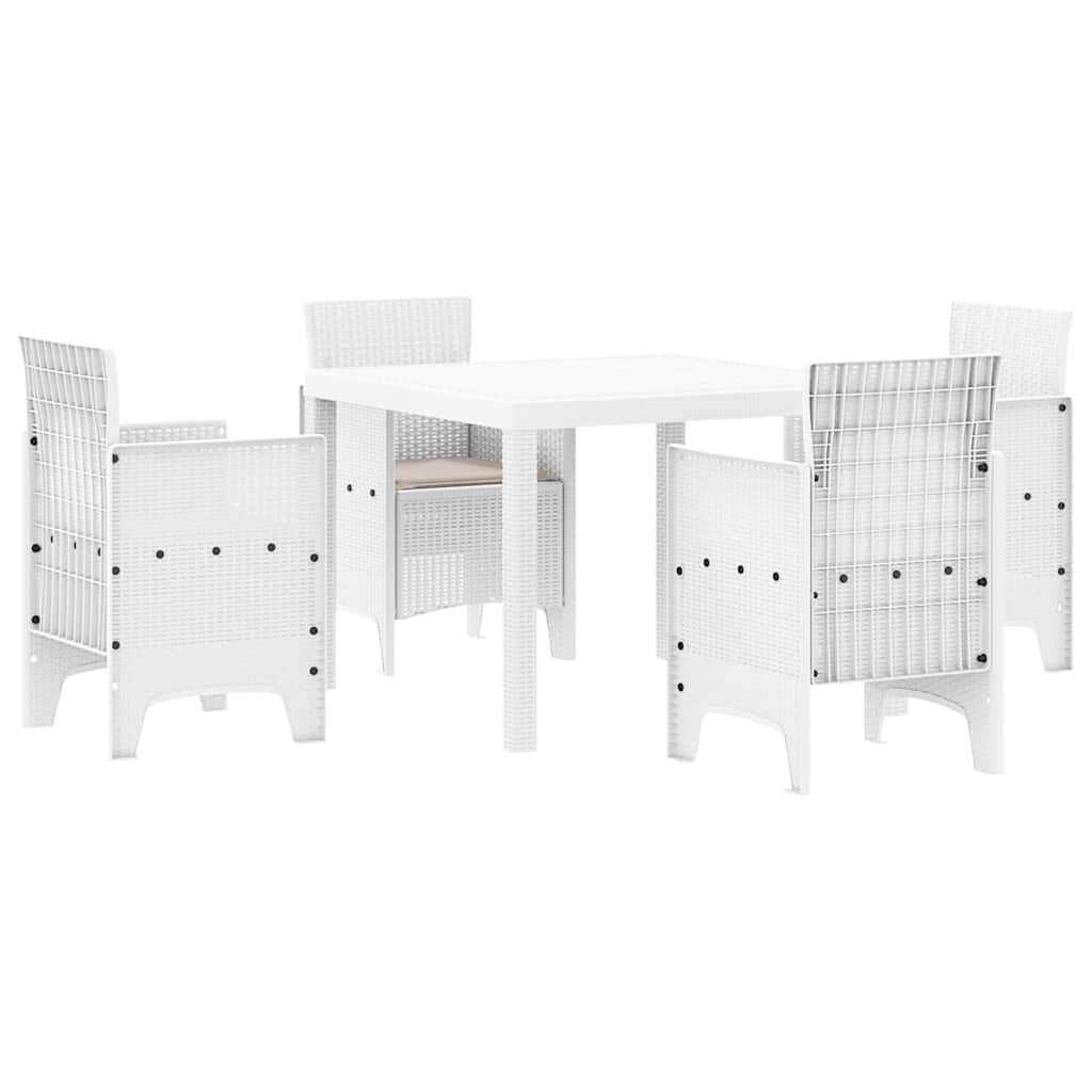 Set da Pranzo per Giardino 5 pz Bianco Polipropilene | homemem39