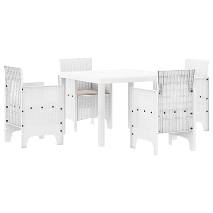 Set da Pranzo per Giardino 5 pcs Bianco Rattan Polt - homemem39