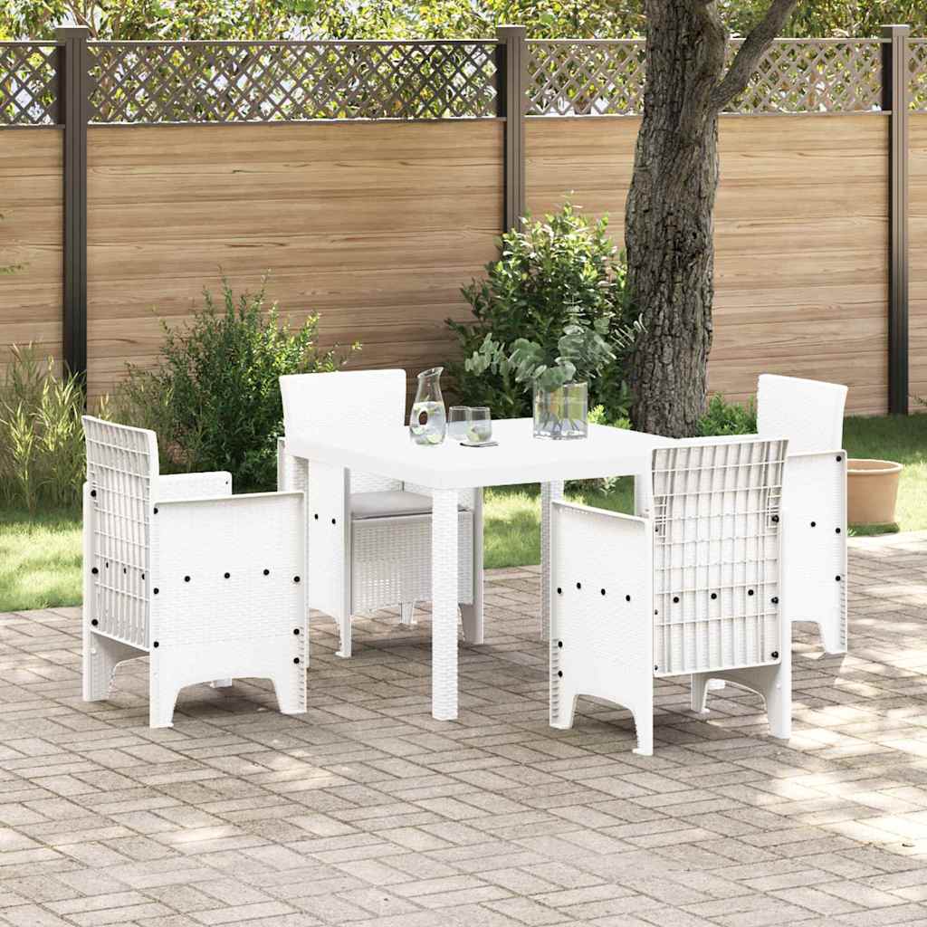 Set da Pranzo per Giardino 5 pcs Bianco Rattan Polt - homemem39
