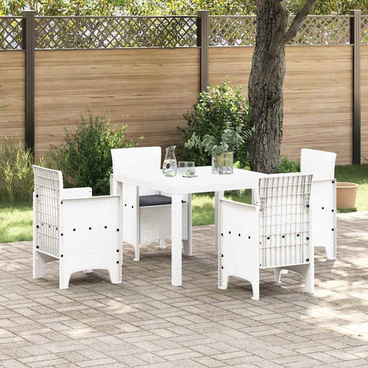 Set da Pranzo per Giardino 5 pz Bianco Polipropilene