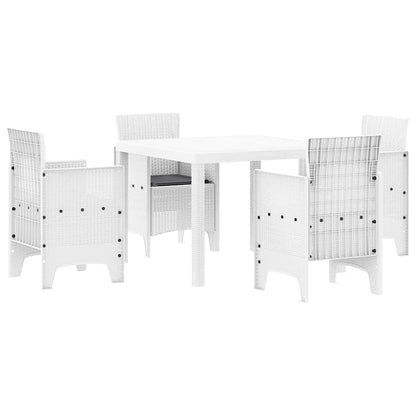 Set da Pranzo per Giardino 5 pz Bianco Polipropilene