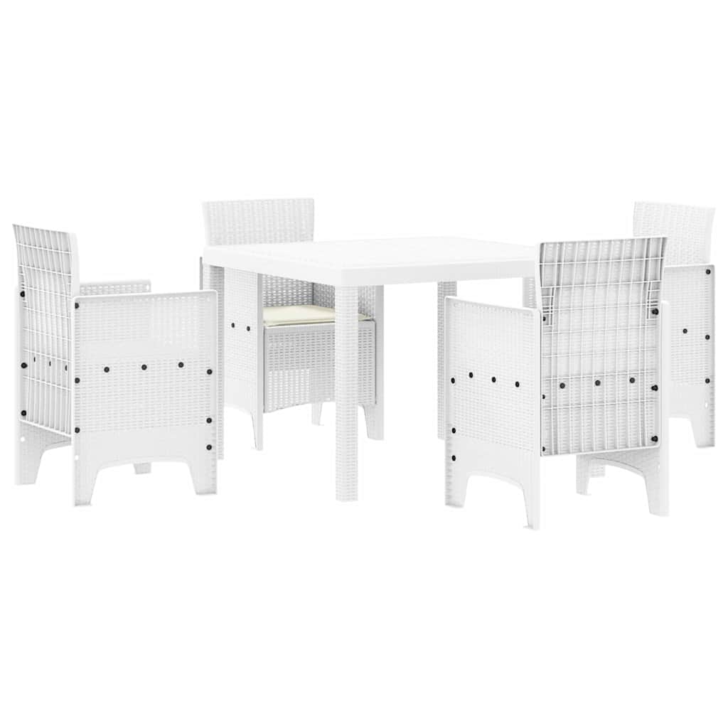 Set da Pranzo per Giardino 5 pz Bianco Polipropilene | homemem39