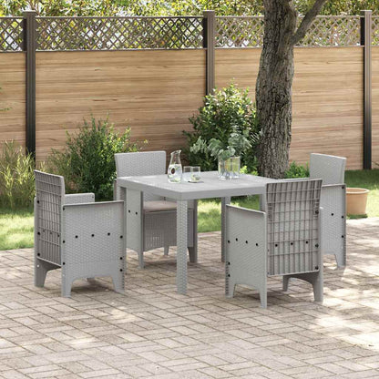 Set da Pranzo per Giardino 5 pcs Grigio chiaro Rattan Polt - homemem39