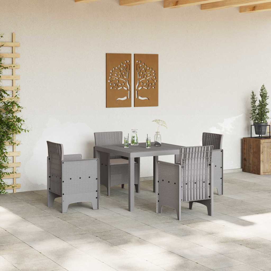 Set da Pranzo per Giardino 5 pz Grigio chiaro Polipropilene