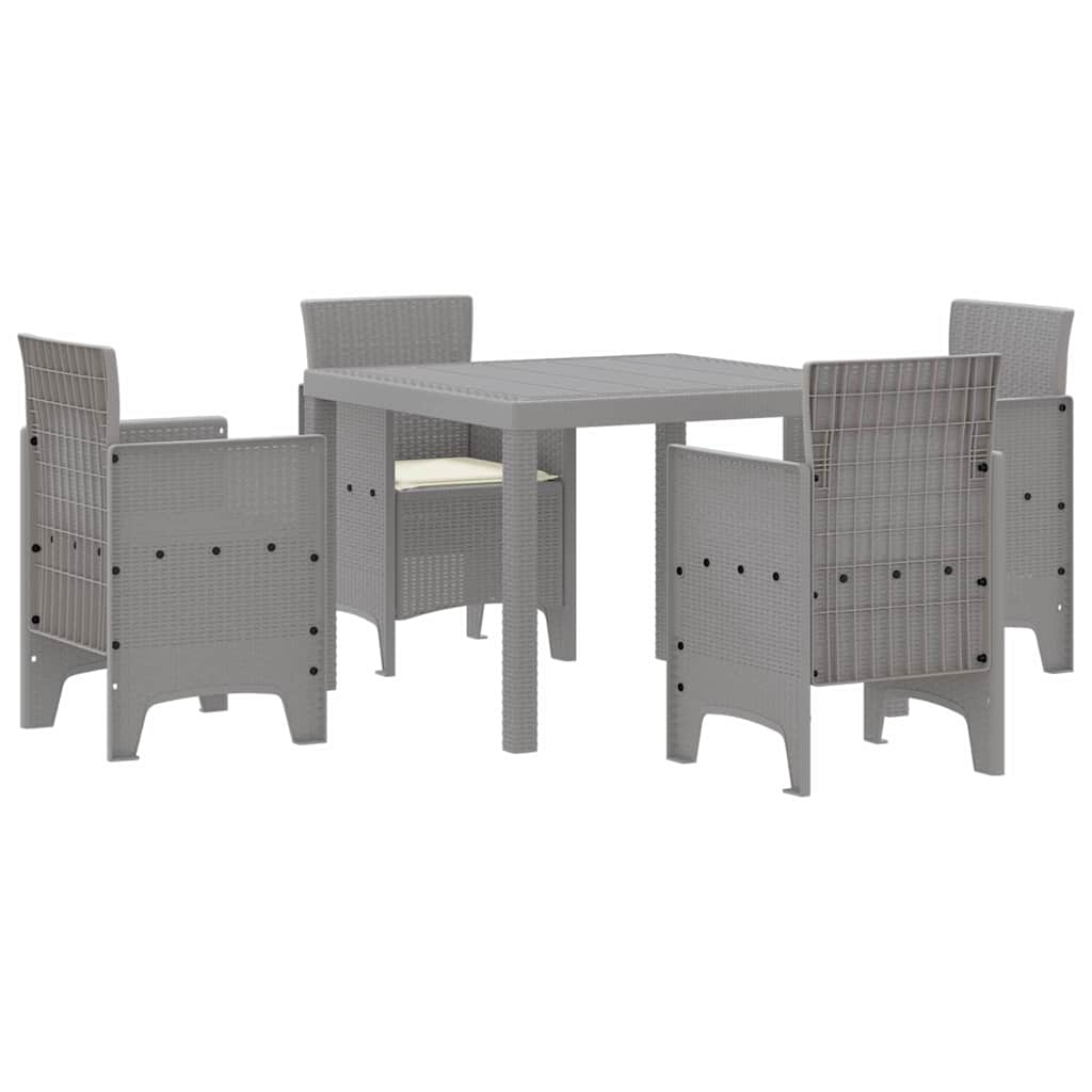 Set da Pranzo per Giardino 5 pcs Grigio chiaro Rattan Polt - homemem39