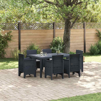 Set da Pranzo per Giardino 7 pcs Antracite Rattan Polt - homemem39