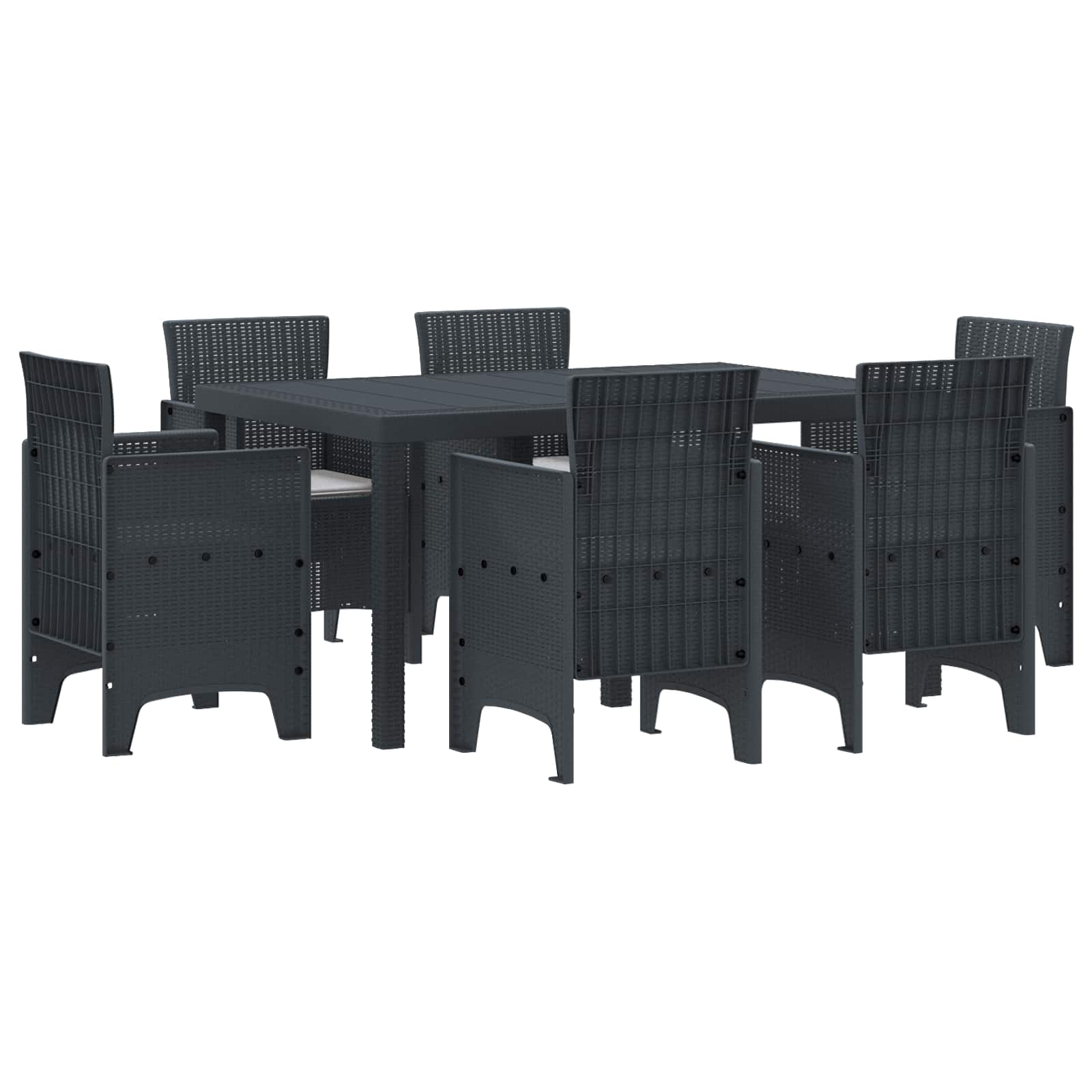Set da Pranzo per Giardino 7 pcs Antracite Rattan Polt | homemem39