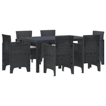 Set da Pranzo per Giardino 7 pcs Antracite Rattan Polt | homemem39
