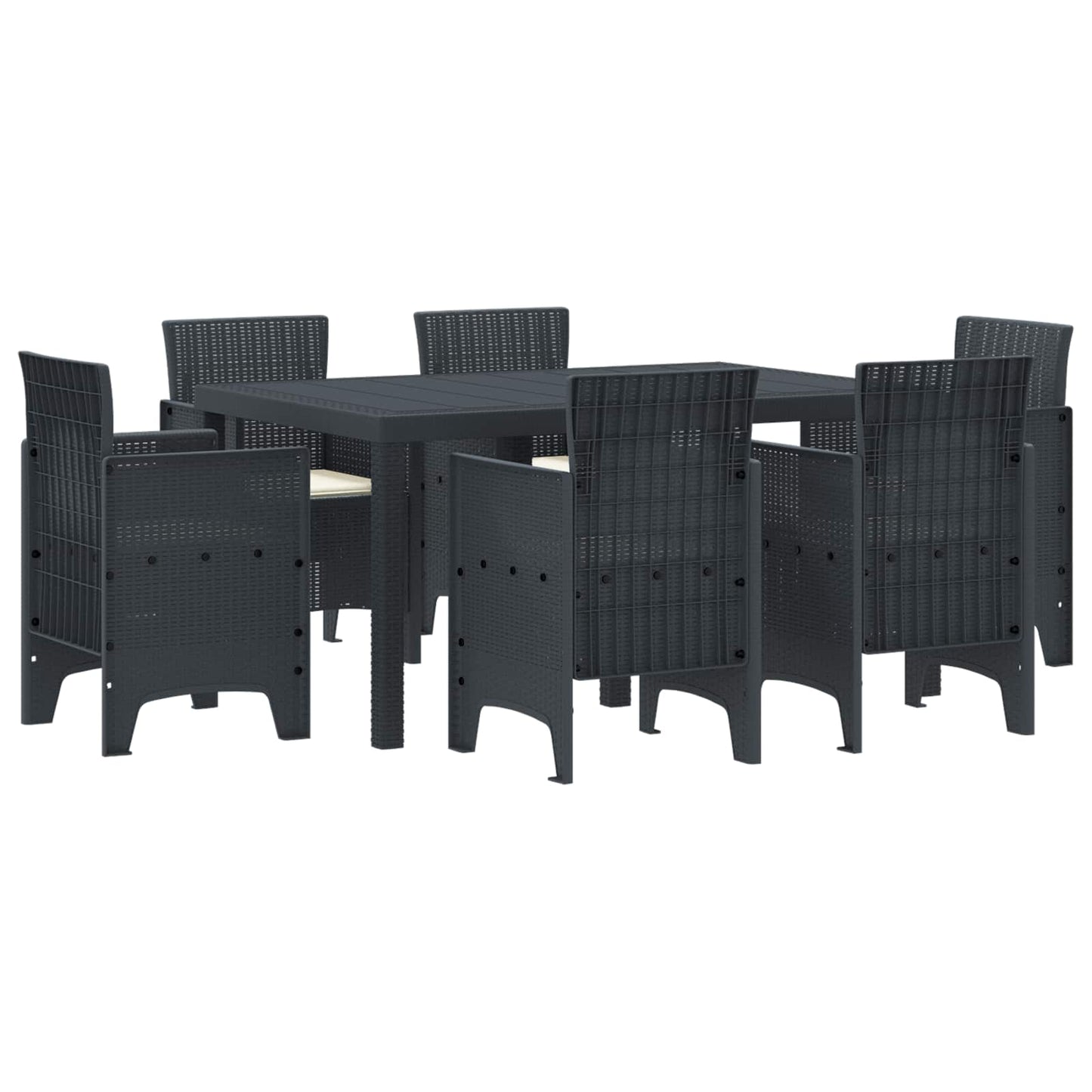 Set da Pranzo per Giardino 7 pcs Antracite Rattan Polt | homemem39