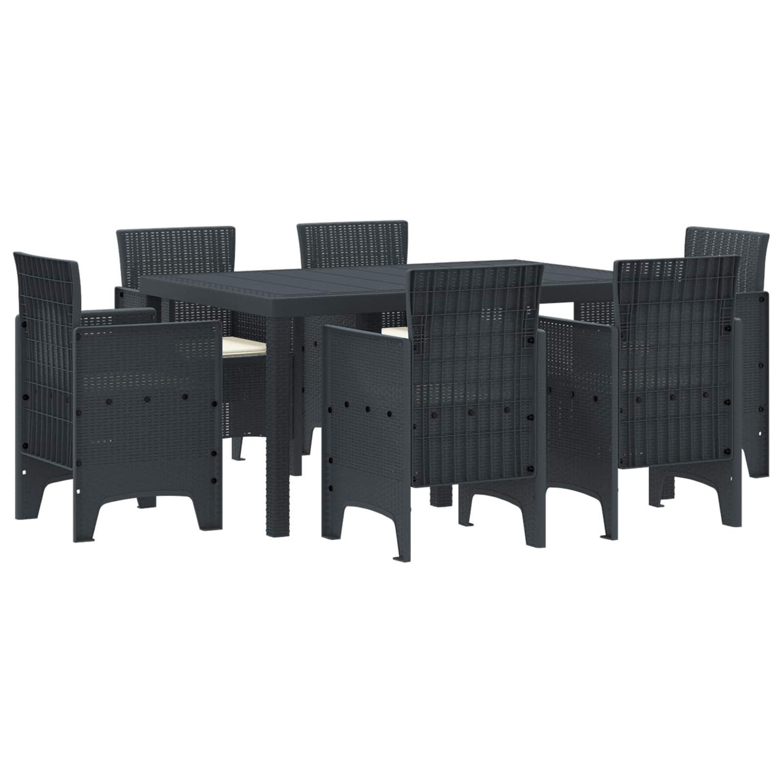 Set da Pranzo per Giardino 7 pcs Antracite Rattan Polt | homemem39